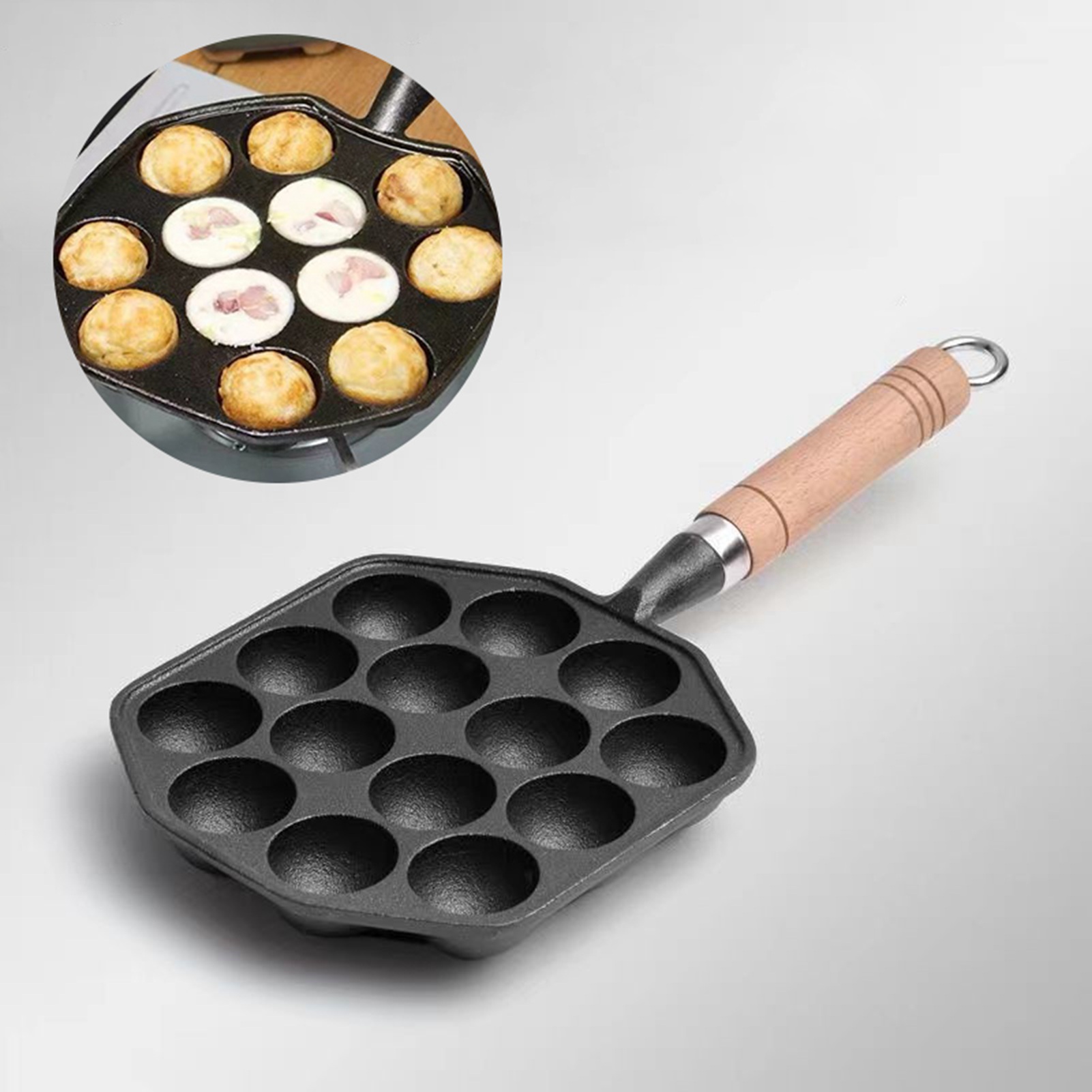 Takoyaki Grill Plate - 14 Holes Takoyaki Pan Nonstick Cast