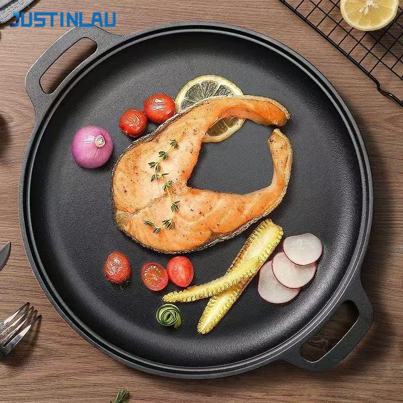 Mini Pancake Griddle - JUSTINLAU Double-Ear Frying Pan Cast Iron