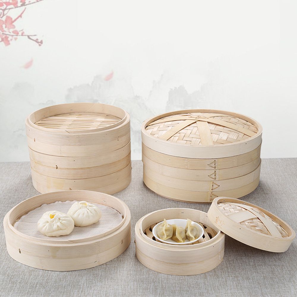 Bao Steamer Bamboo - Handle Steam Basket Makes Tasty Bao