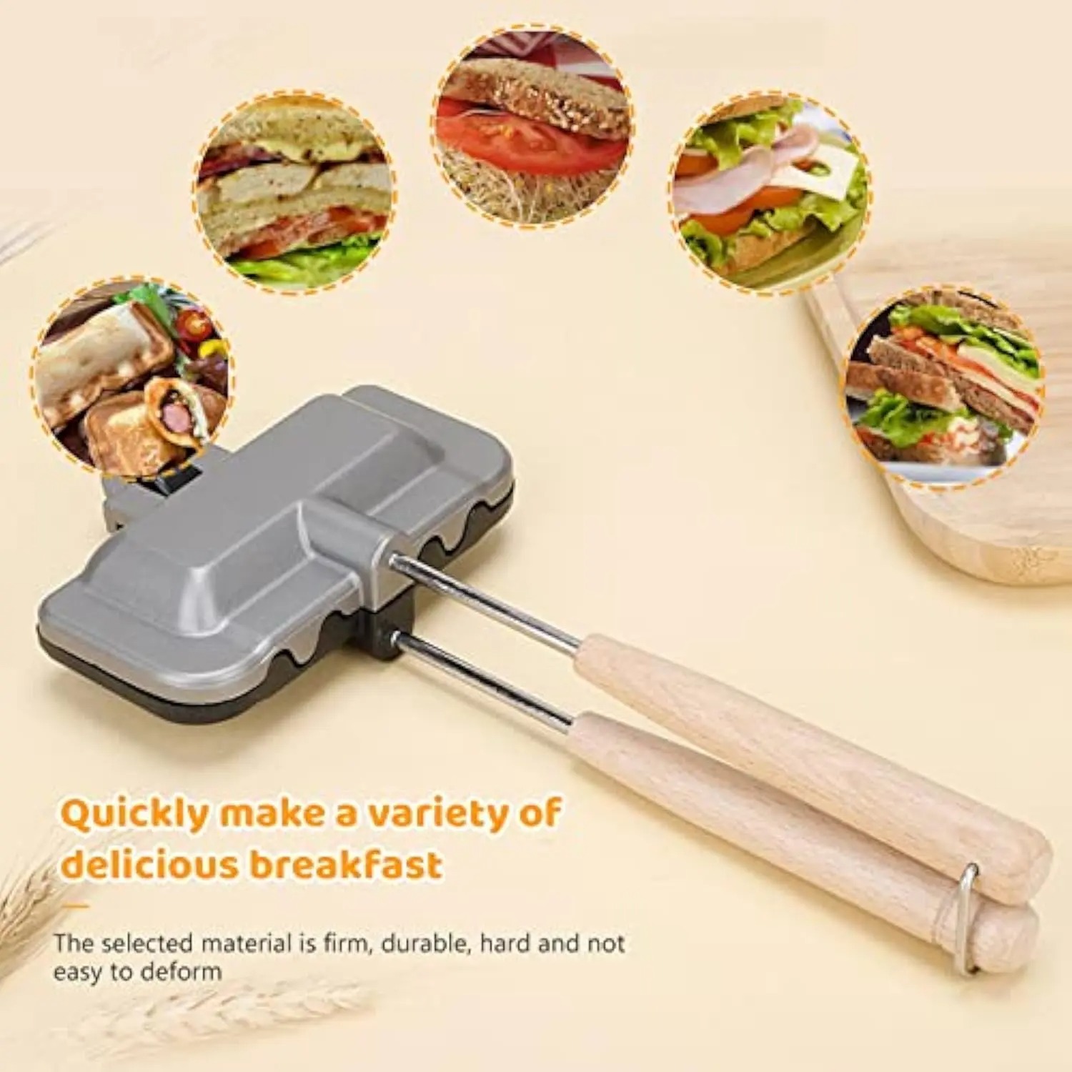 Hot Dog Press - Breakfast Sandwich Maker, 4W1H Sandwich Maker,