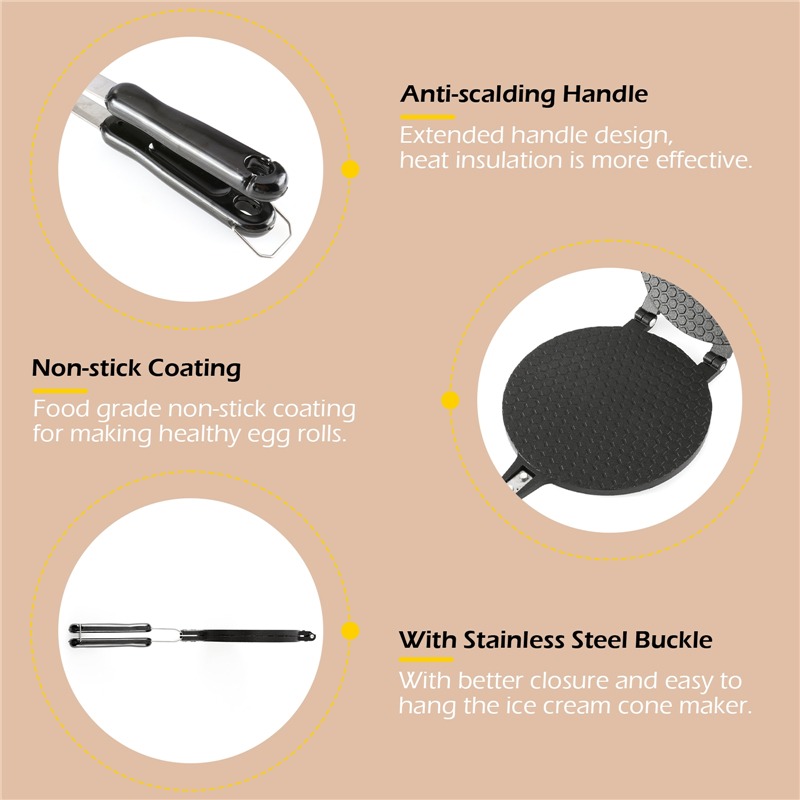 22cm Non-Stick Egg Roll Waffle - Waffle Cone Maker recension och pris