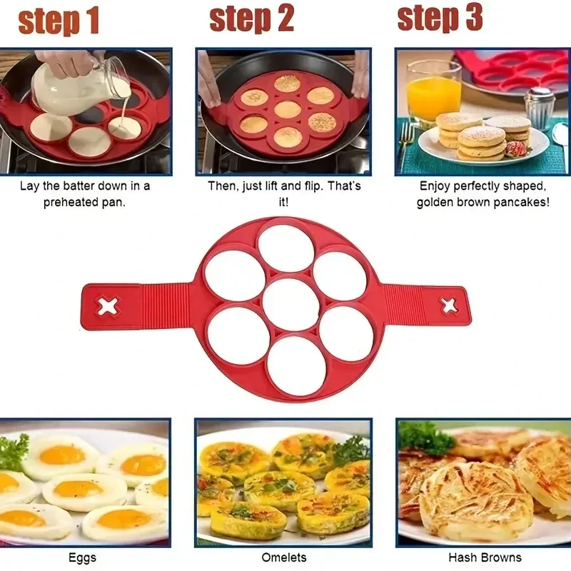 Silicone 7-hole Circular Fryin - Egg Waffle Pan recension och pris