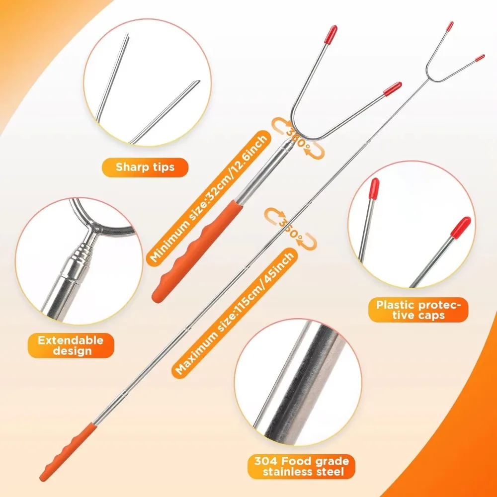 5/6/10pcs Telescopic BBQ Forks - Hot Dog Press recension och pris