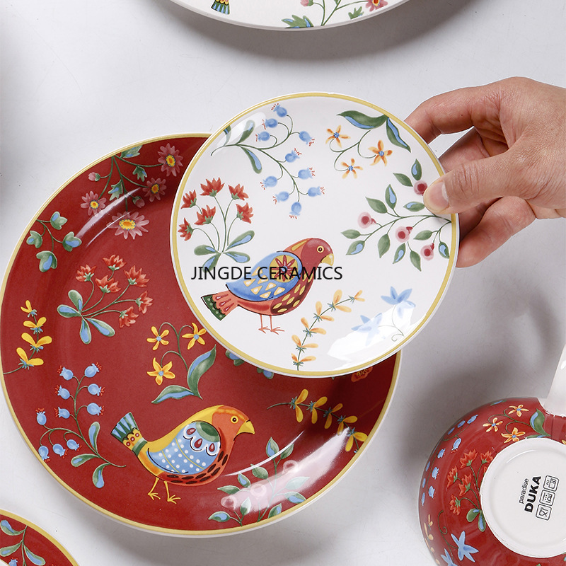 1pc European Ceramic Red Flowe - Dim Sum Basket recension och pris